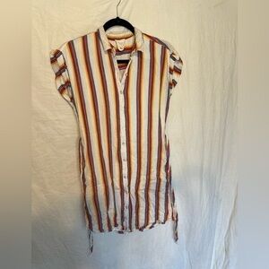 Harper Heritage women’s Striped multi color cotton button down mini dress small